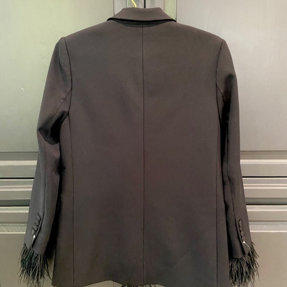 NWT Michael Kors Removable Ostrich Feather Black Blazer Size 6 Work Evening Date - Picture 2 of 3